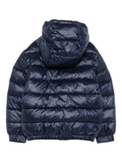 Piumino per bambini Moschino Kids blu con dettaglio logo HUS05FL3A32 40016 MOSCHINO KIDS 