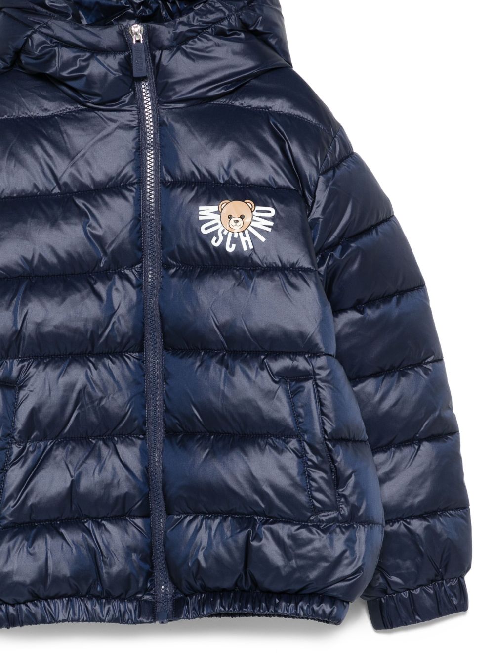 Piumino per bambini Moschino Kids blu con dettaglio logo HUS05FL3A32 40016 MOSCHINO KIDS 