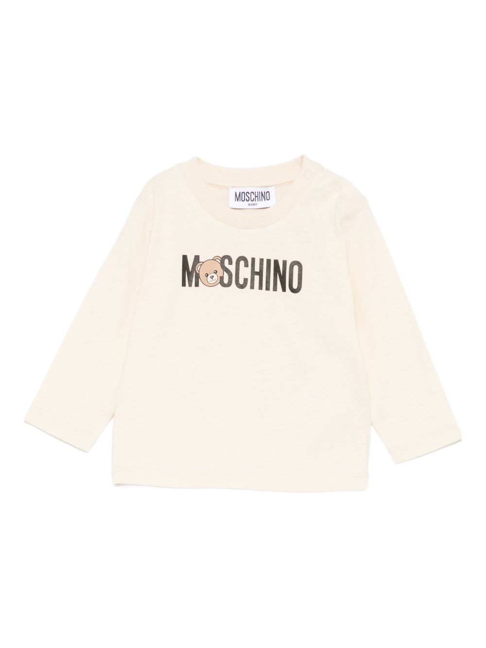 T-shirt per neonati Moschino Kids beige con stampa logo M8O00RLAA36 20404 MOSCHINO KIDS 