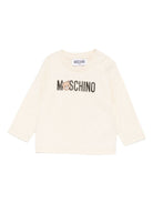 T-shirt per neonati Moschino Kids beige con stampa logo M8O00RLAA36 20404 MOSCHINO KIDS 