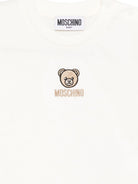 T-shirt per neonati Moschino Kids bianca con ricamo orsetto M9O00RLAA10 10063 MOSCHINO KIDS 