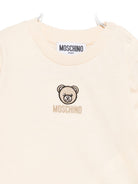 T-shirt per neonati Moschino Kids beige con motivo Teddy Bear ricamato M9O00RLAA10 20404 MOSCHINO KIDS 