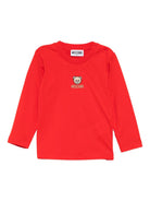 T-shirt per neonati Moschino Kids rossa con logo Teddy Bear sul davanti M9O00RLAA10 50109 MOSCHINO KIDS 