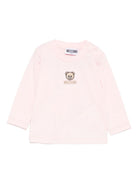 T-shirt per neonata Moschino Kids rosa con orsetto ricamato M9O00RLAA10 50209 MOSCHINO KIDS 