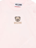 T-shirt per neonata Moschino Kids rosa con orsetto ricamato M9O00RLAA10 50209 MOSCHINO KIDS 