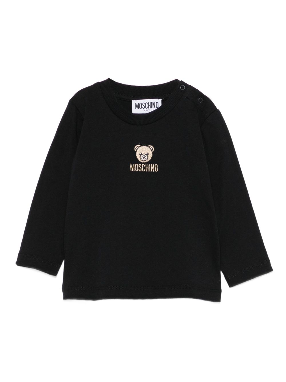 T-shirt per neonati Moschino Kids nero con orsetto ricamato M9O00RLAA10 60100 MOSCHINO KIDS 