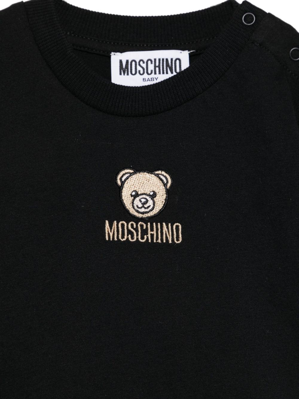 T-shirt per neonati Moschino Kids nero con orsetto ricamato M9O00RLAA10 60100 MOSCHINO KIDS 