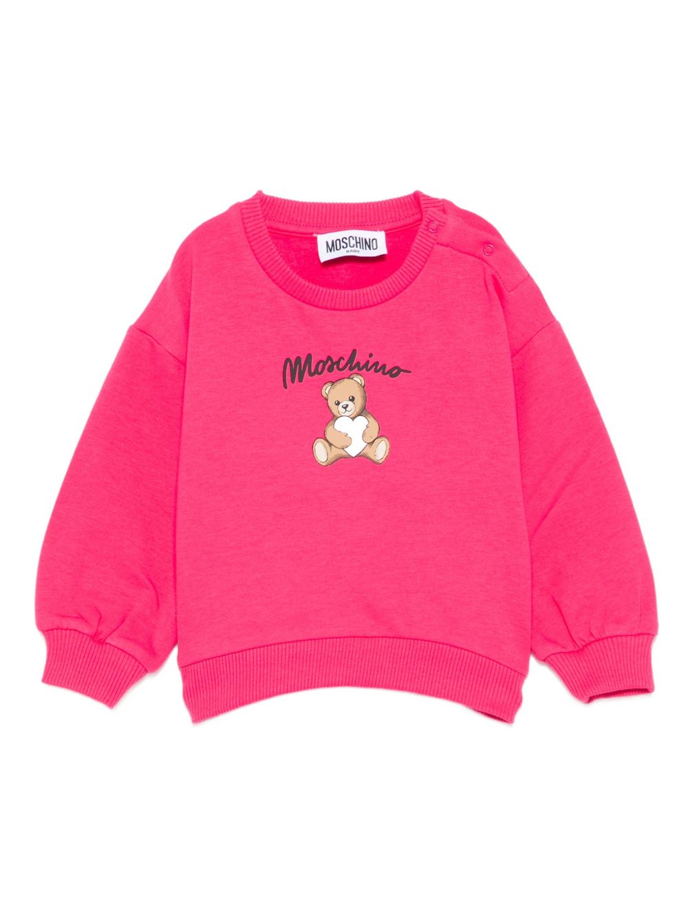 Felpa per neonata Moschino Kids fucsia con stampa orsetto MDF033LCA40 50541 MOSCHINO KIDS 