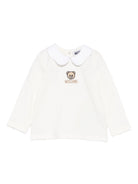 T-shirt per neonata Moschino Kids bianco con ricamo orsetto MDO00TLFA01 10063 MOSCHINO KIDS 