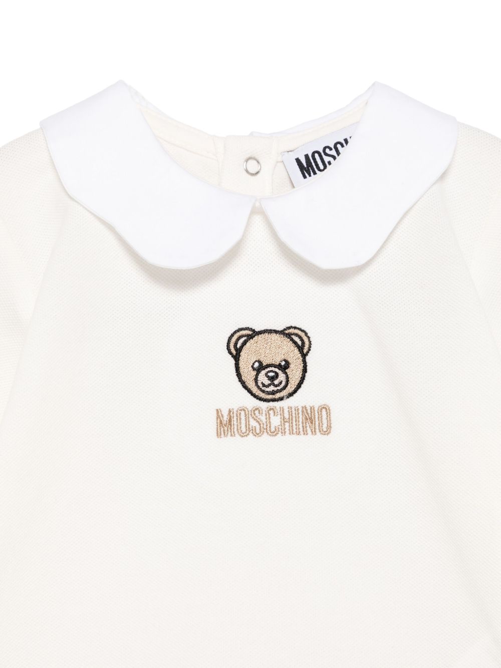 T-shirt per neonata Moschino Kids bianco con ricamo orsetto MDO00TLFA01 10063 MOSCHINO KIDS 