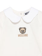 T-shirt per neonata Moschino Kids bianco con ricamo orsetto MDO00TLFA01 10063 MOSCHINO KIDS 