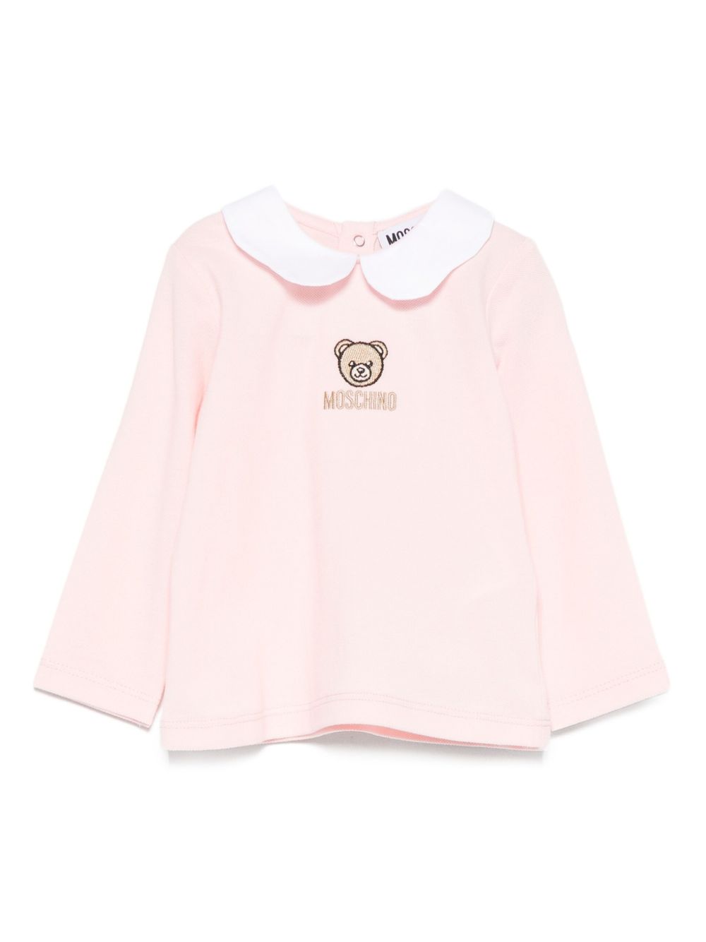 T-shirt per neonata Moschino Kids rosa con ricamo orsetto MDO00TLFA01 50209 MOSCHINO KIDS 