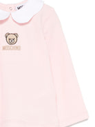 T-shirt per neonata Moschino Kids rosa con ricamo orsetto MDO00TLFA01 50209 MOSCHINO KIDS 