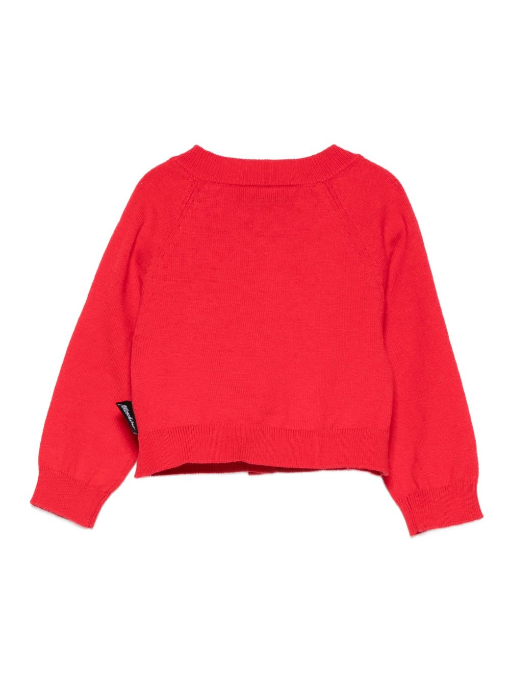 Cardigan per neonata Moschino Kids rosso con applicazione Teddy Bear MDW015LHE66 50109 MOSCHINO KIDS 