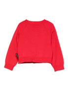 Cardigan per neonata Moschino Kids rosso con applicazione Teddy Bear MDW015LHE66 50109 MOSCHINO KIDS 