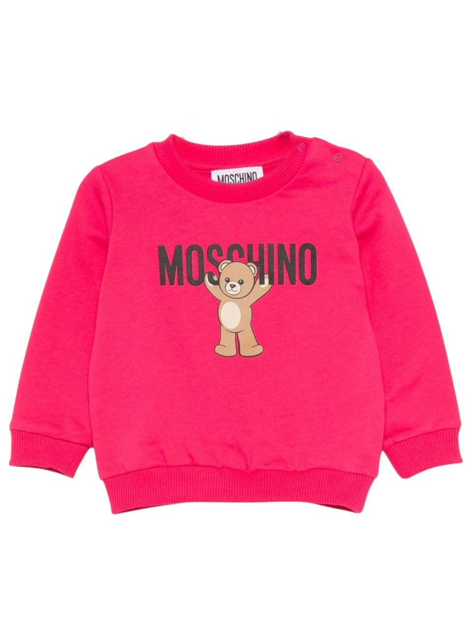 Felpa per neonata Moschino Kids fucsia con stampa Teddy Bear MNF060LCA40 50541 MOSCHINO KIDS 
