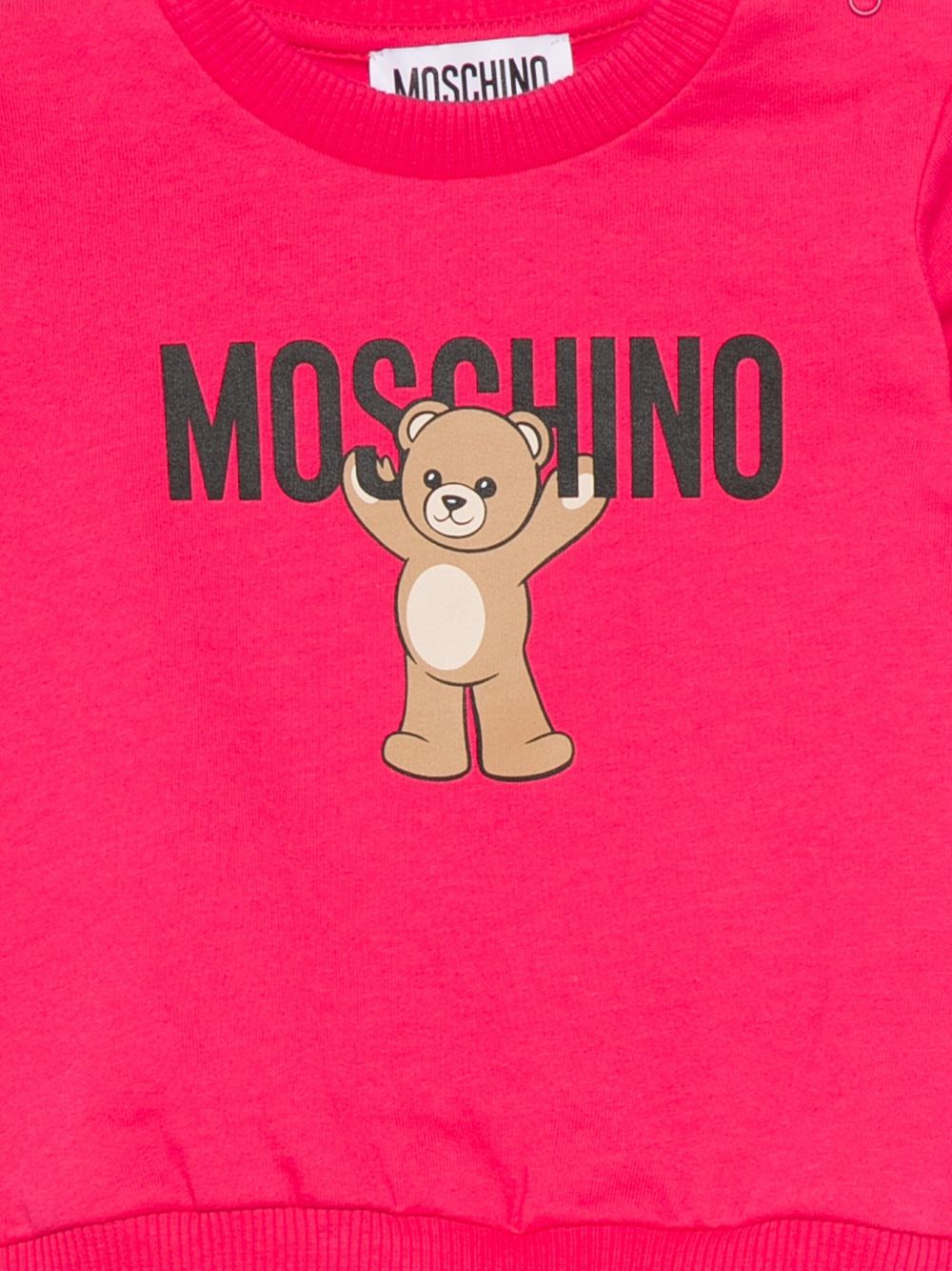 Felpa per neonata Moschino Kids fucsia con stampa Teddy Bear MNF060LCA40 50541 MOSCHINO KIDS 