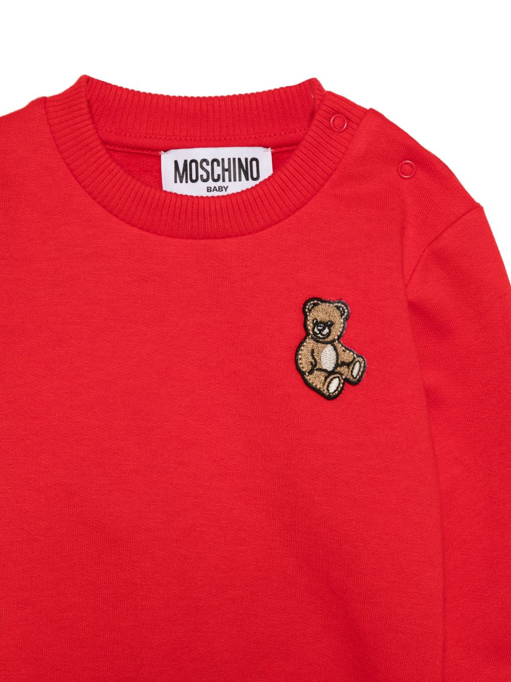 Felpa per neonati Moschino Kids rosso con logo Teddy Bear MQF060LCA40 50109 MOSCHINO KIDS 