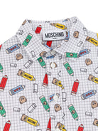 Camicia per neonato Moschino Kids bianco con stampa grafica MUC01HLMB31 84853 MOSCHINO KIDS 