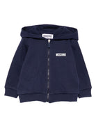 Felpa per neonato Moschino Kids blu con chiusura con zip MUF065LCA40 40016 MOSCHINO KIDS 