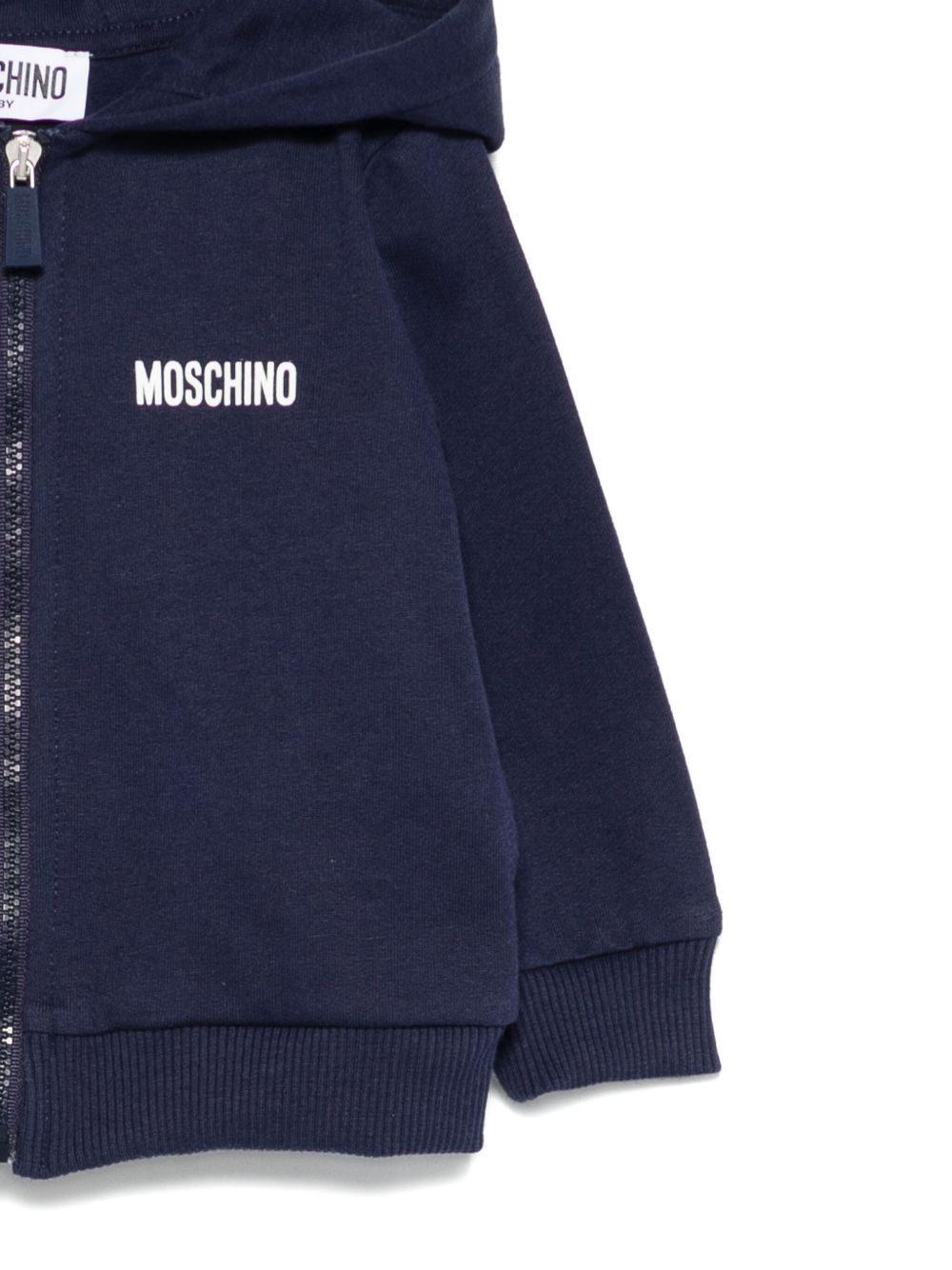 Felpa per neonato Moschino Kids blu con chiusura con zip MUF065LCA40 40016 MOSCHINO KIDS 