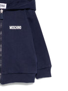 Felpa per neonato Moschino Kids blu con chiusura con zip MUF065LCA40 40016 MOSCHINO KIDS 