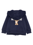 Felpa per neonato Moschino Kids blu con chiusura con zip MUF065LCA40 40016 MOSCHINO KIDS 