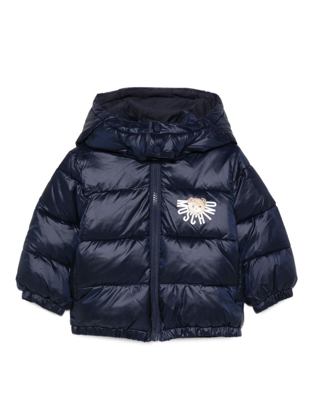 Piumino per neonato Moschino Kids blu con stampa con logo MUS032L3A32 40016 MOSCHINO KIDS 