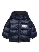 Piumino per neonato Moschino Kids blu con stampa con logo MUS032L3A32 40016 MOSCHINO KIDS 