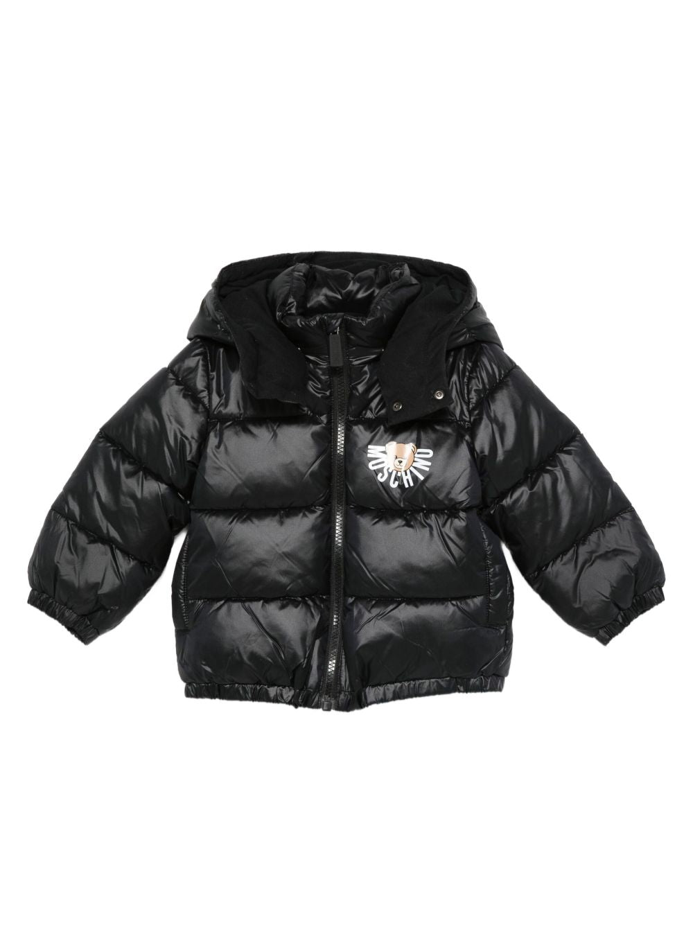 Piumino per neonati Moschino Kids nero con stampa con logo MUS032L3A32 60100 MOSCHINO KIDS 