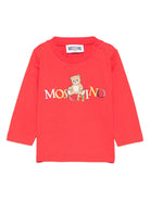 T-shirt per neonati Moschino Kids rosso con stampa logo MWO00RLAA10 50109 MOSCHINO KIDS 