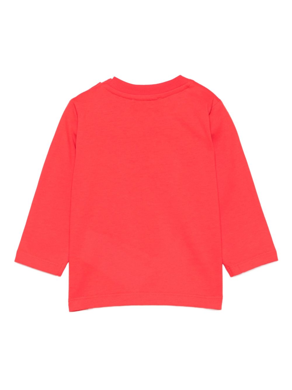 T-shirt per neonati Moschino Kids rosso con stampa logo MWO00RLAA10 50109 MOSCHINO KIDS 