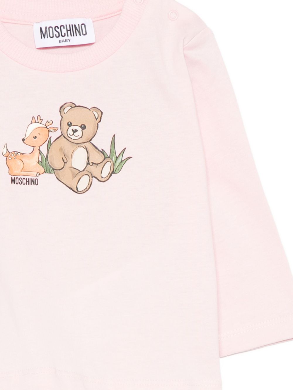 T-shirt per neonata Moschino Kids rosa con stampa grafica MYO00RLAA10 50209 MOSCHINO KIDS 