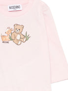 T-shirt per neonata Moschino Kids rosa con stampa grafica MYO00RLAA10 50209 MOSCHINO KIDS 