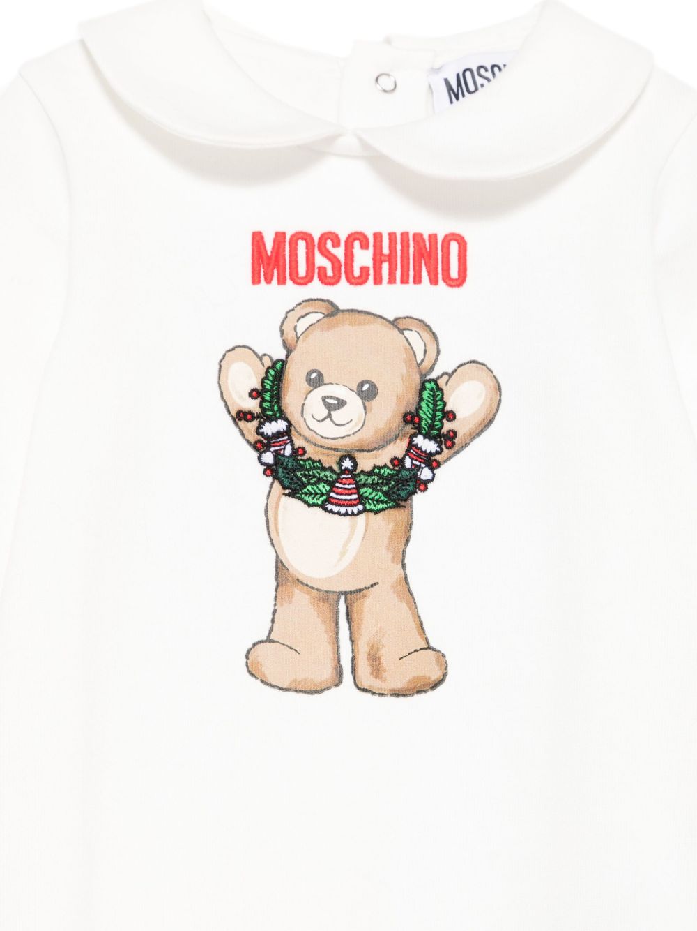Tutina per neonati Moschino Kids bianca con orsacchiotto MYY037LCA14 10063 MOSCHINO KIDS 