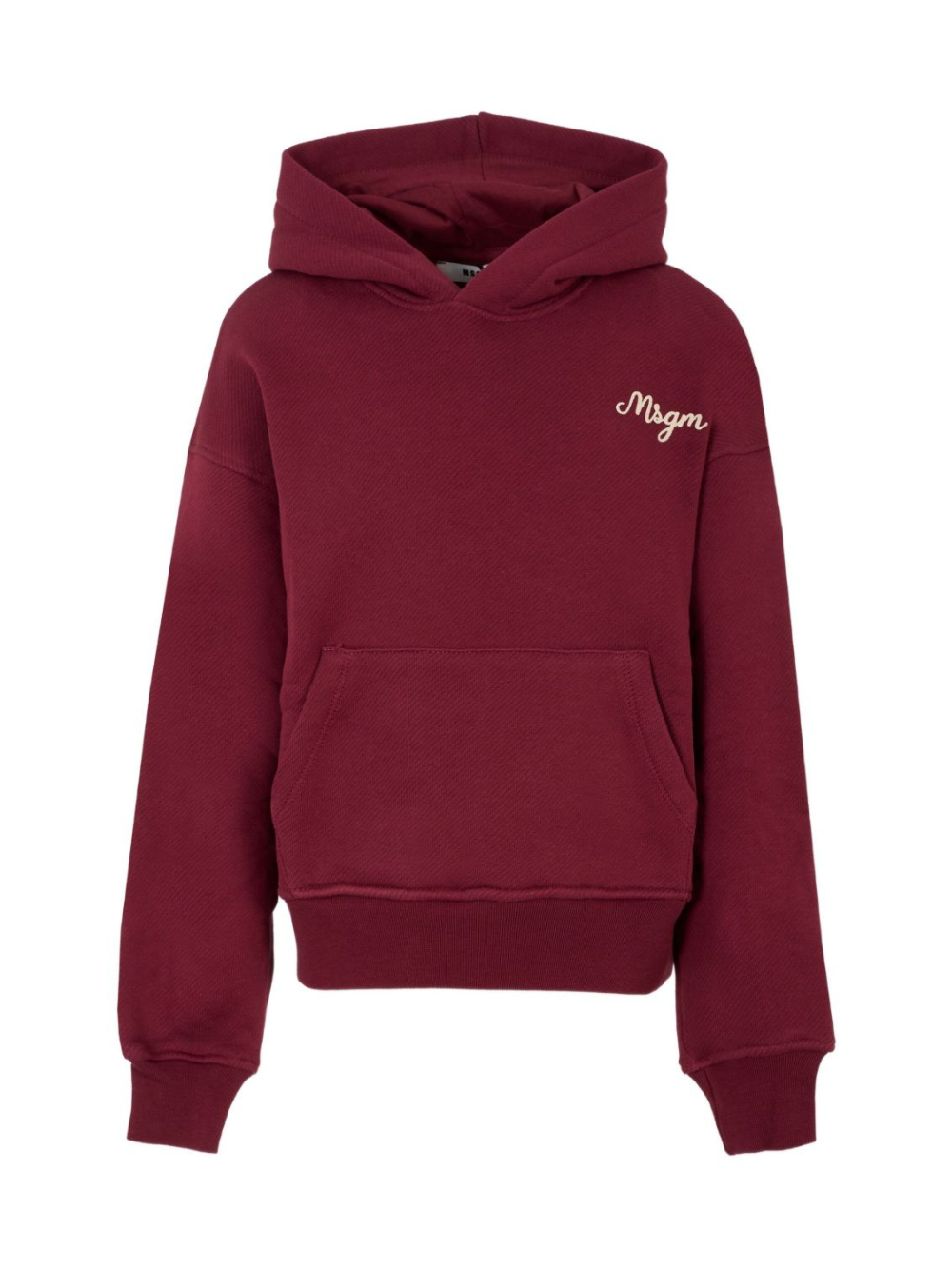 Felpa per bambini MSGM Kids bordeaux con cappuccio con logo ricamato F5MSJBHS254 MS034 MSGM KIDS 