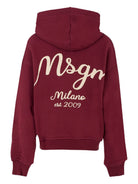 Felpa per bambini MSGM Kids bordeaux con cappuccio con logo ricamato F5MSJBHS254 MS034 MSGM KIDS 