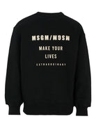 Felpa per bambino MSGM Kids nero con stampa logo F5MSJBSW214 110 MSGM KIDS 