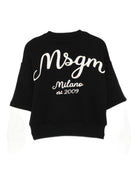 Felpa per bambina MSGM Kids nera con logo F5MSJBSW258 110 MSGM KIDS 
