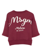 Felpa per bambina MSGM Kids bordeaux con logo ricamato F5MSJBSW258 MS034 MSGM KIDS 