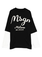 T-shirt per bambino MSGM Kids nera con logo ricamato F5MSJBTH257 110 MSGM KIDS 