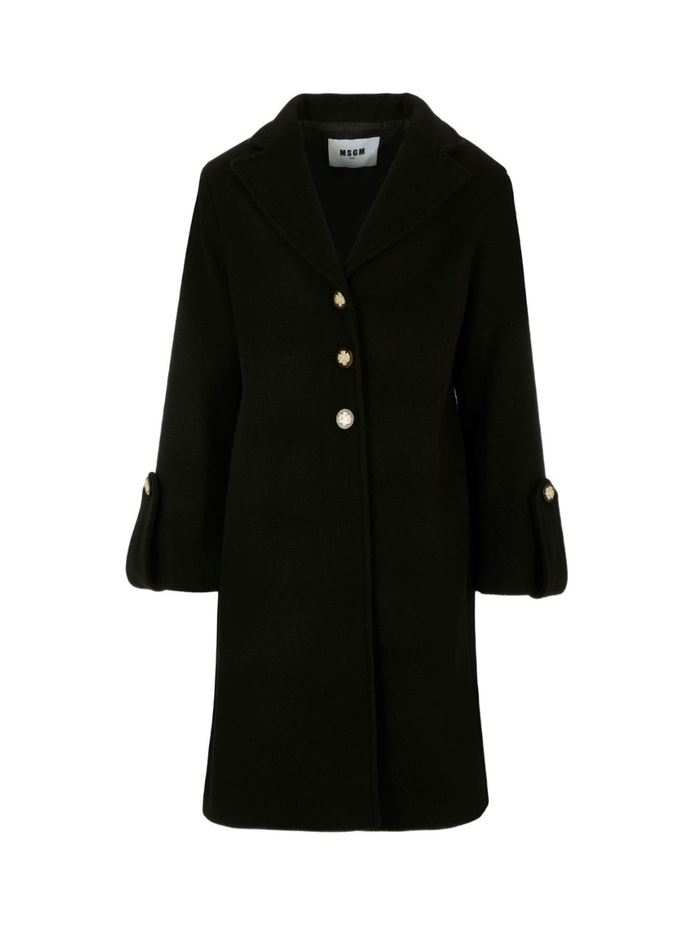 Cappotto per bambina MSGM Kids nero con polsini svasati F5MSJGCO114 110 MSGM KIDS 