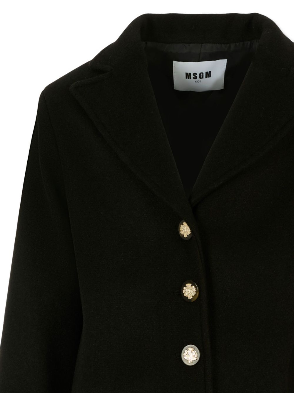 Cappotto per bambina MSGM Kids nero con polsini svasati F5MSJGCO114 110 MSGM KIDS 
