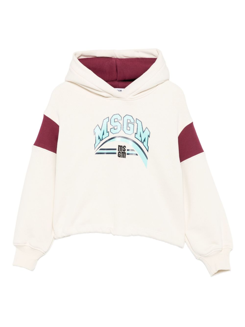 Felpa per bambina MSGM Kids bianca con cappuccio color block F5MSJGHS122 013 MSGM KIDS 