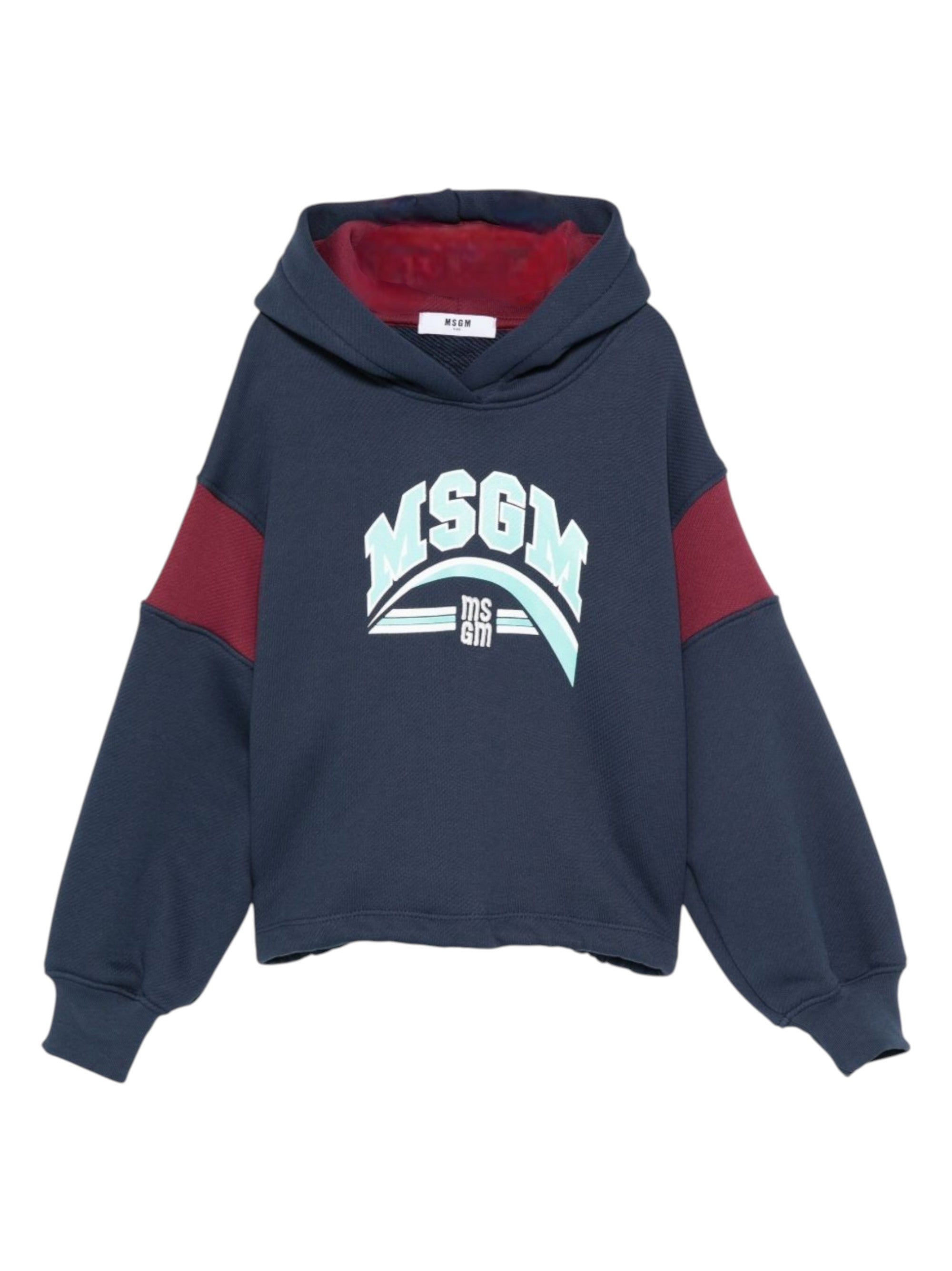 Felpa per bambina MSGM Kids blu con cappuccio color block F5MSJGHS122 MS032 MSGM KIDS 