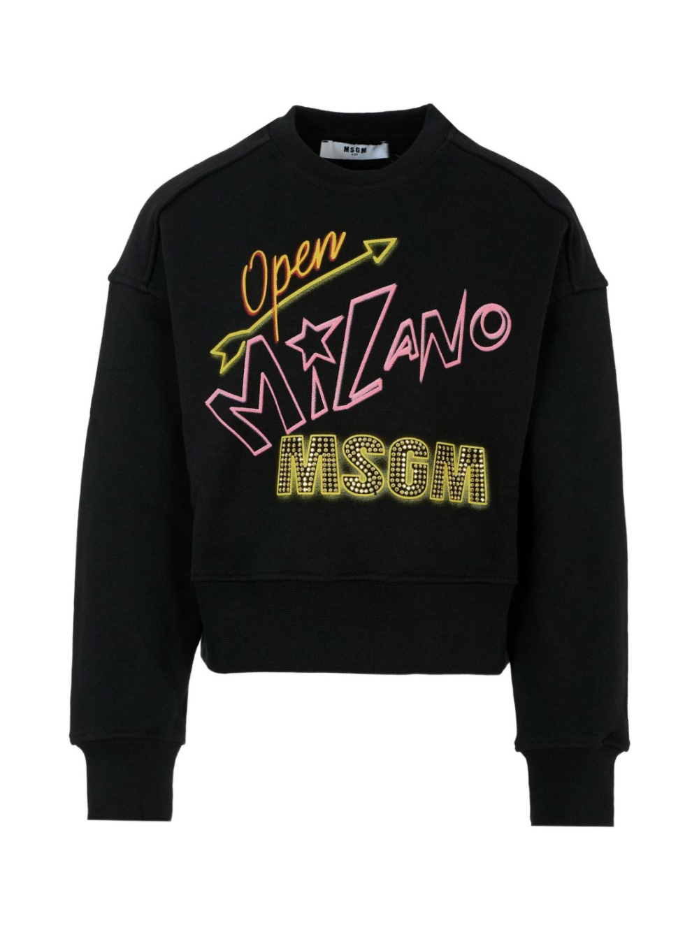 Felpa per bambino MSGM Kids nero con logo decorato F5MSJGSW268 110 MSGM KIDS 