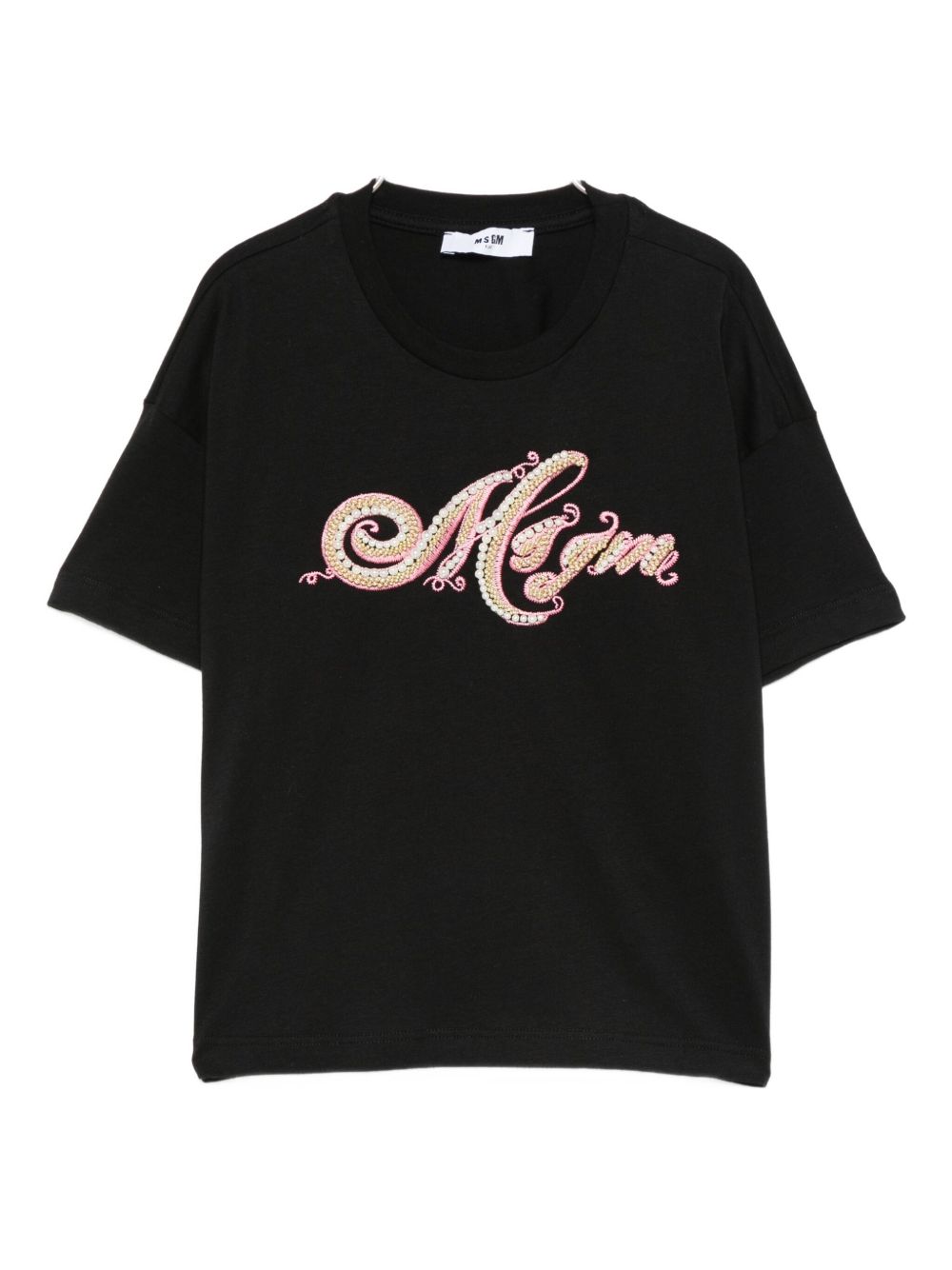 T-shirt per bambina MSGM Kids nera con logo sul davanti F5MSJGTH153 110 MSGM KIDS 