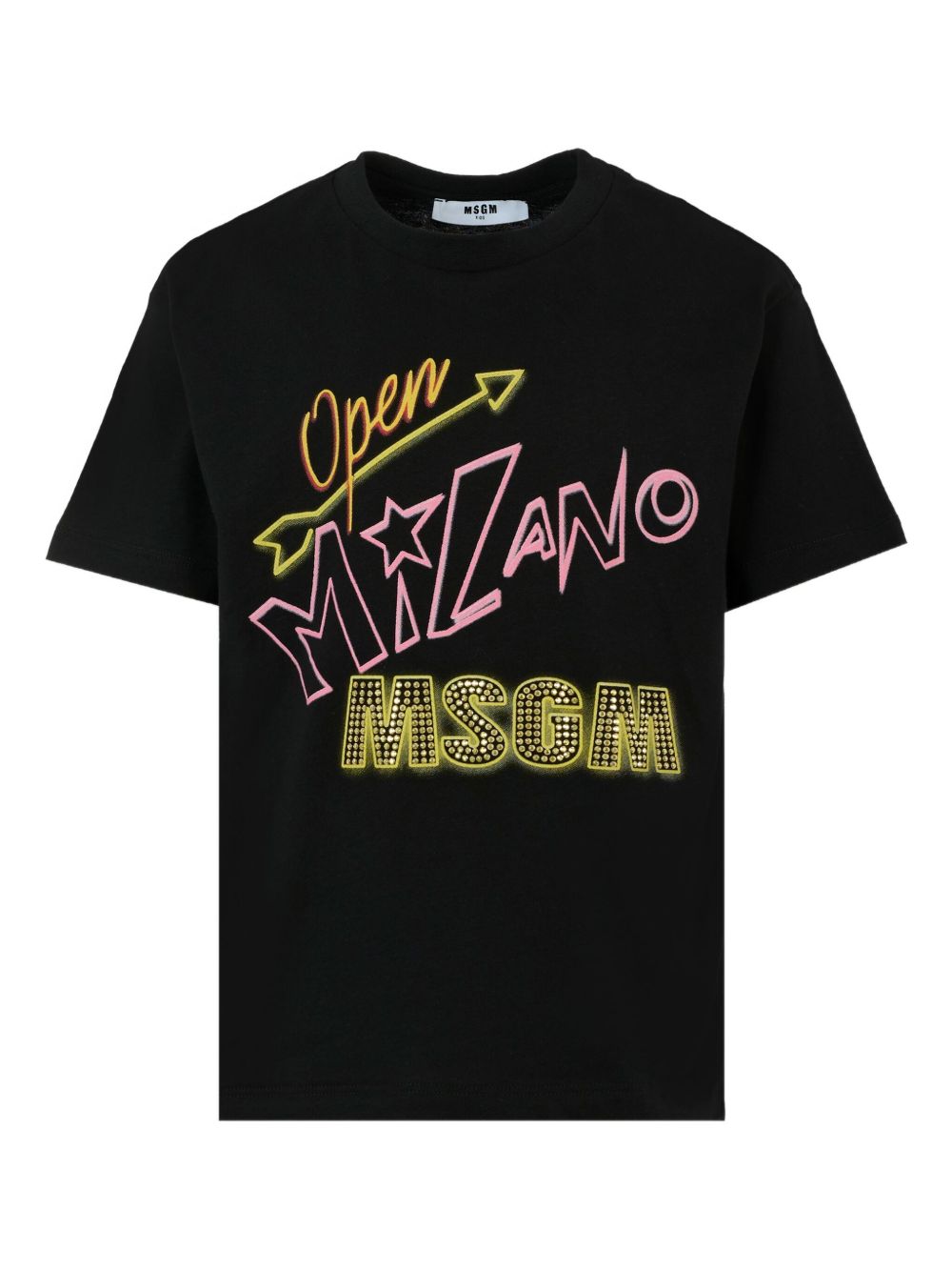 T-shirt per bambina MSGM Kids nera con strass F5MSJGTH154 110 MSGM KIDS 