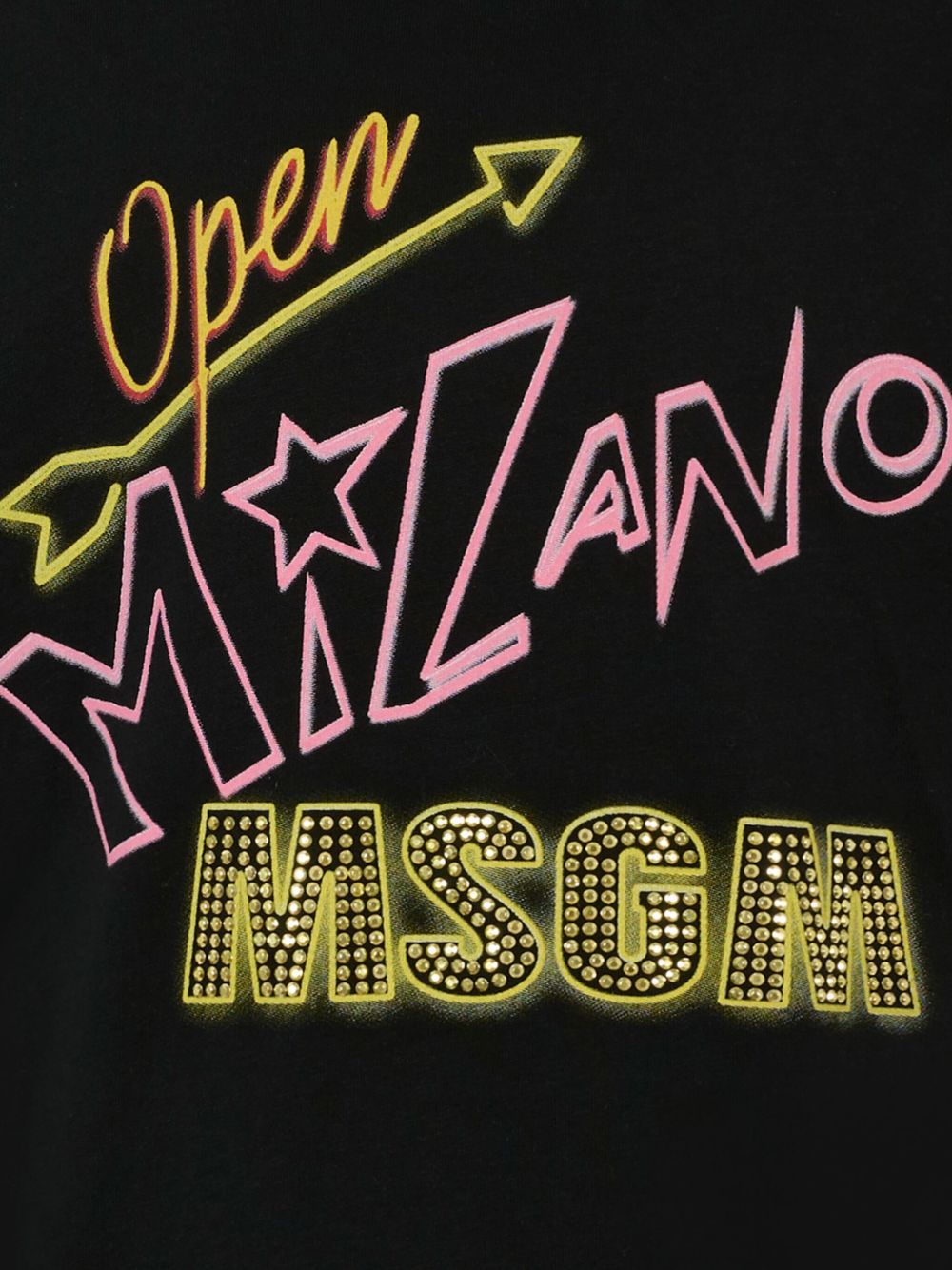 T-shirt per bambina MSGM Kids nera con strass F5MSJGTH154 110 MSGM KIDS 