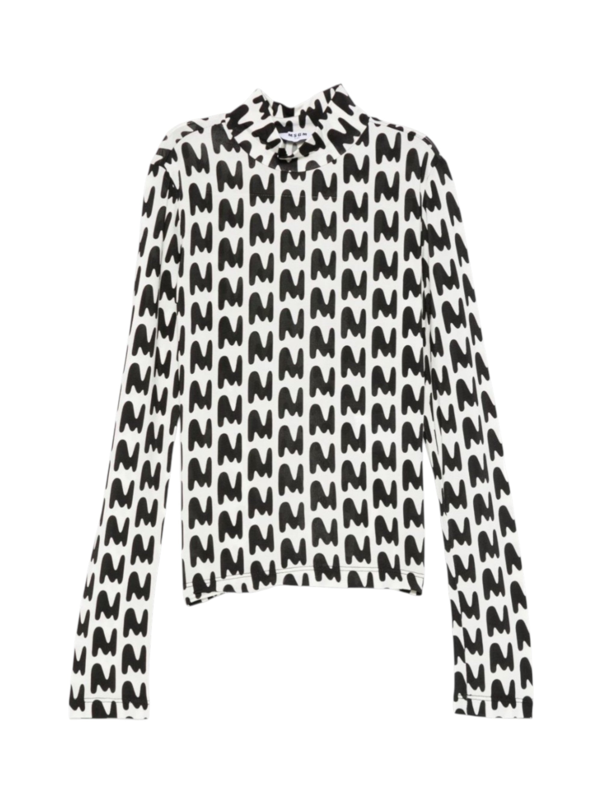 T-shirt a collo alto per bambina MSGM Kids bianca con stampa astratta F5MSJGTN260 140 MSGM KIDS 
